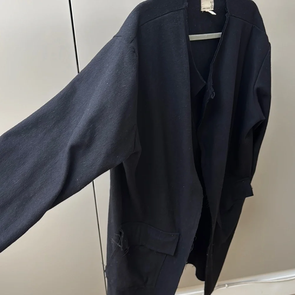 Urban Renewal Vintage Fabric Black Trench Coat Longline Style - Picture 6 of 14